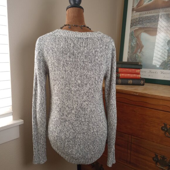 Marled Gray Loft Sweater Slouchy Preppy Normcore Knit Layering Essential - Picture 5 of 6